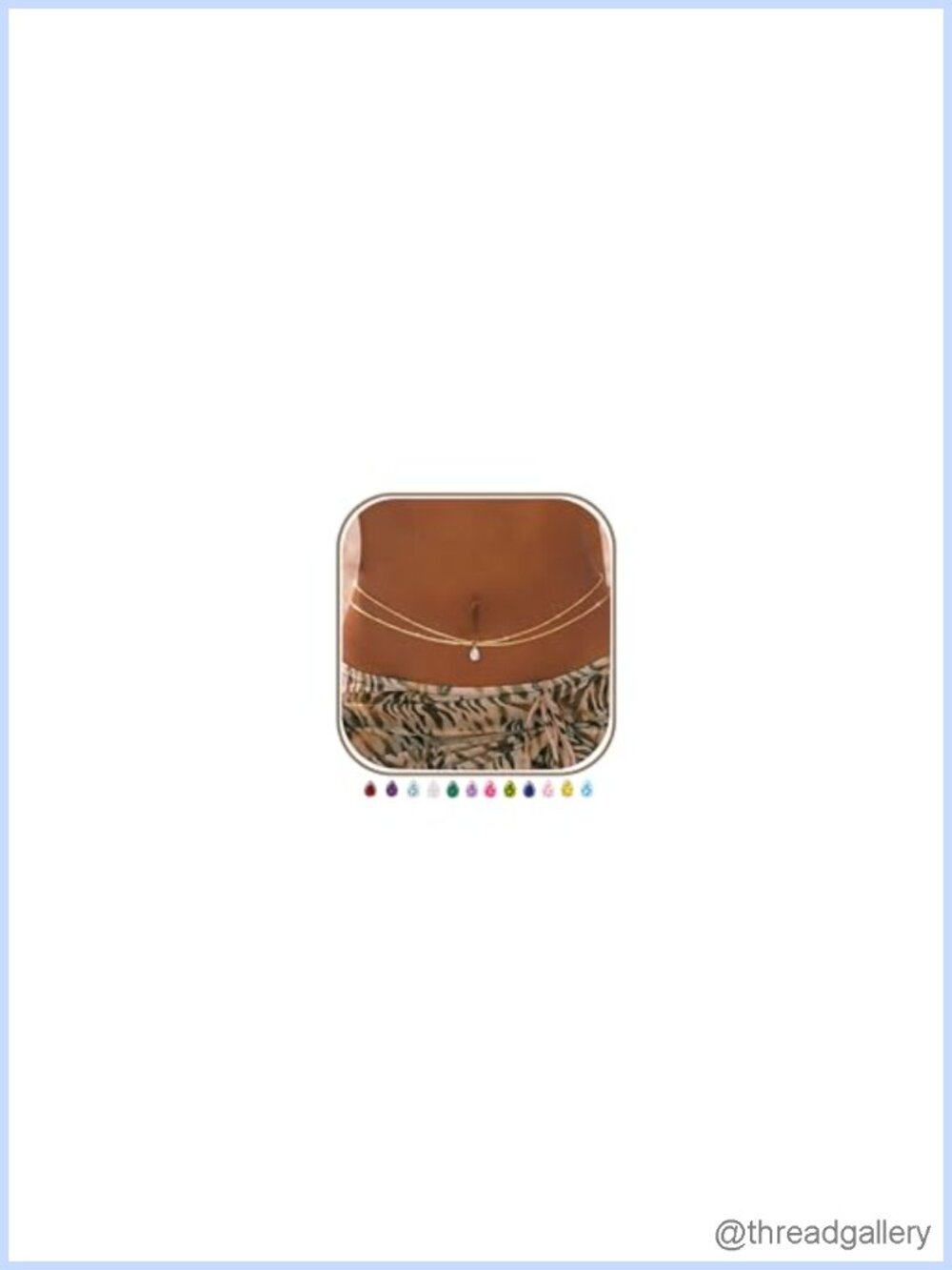 14K Gold Plated Layered Waist Chain with Birthstone CZ Charm